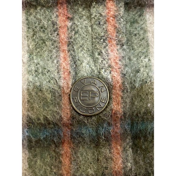 Evan Picone Vintage Wool Blend Field Shirt Petite* Medium 8 Plaid Green Tan - Picture 5 of 8